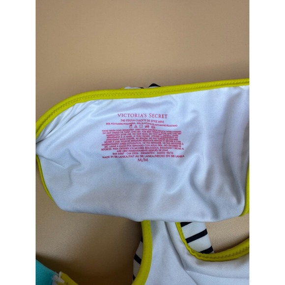 Victoria's Secret Striped Bikini 2 Piece Halter Top Push Up Size 32D Medium Bott - Picture 5 of 13